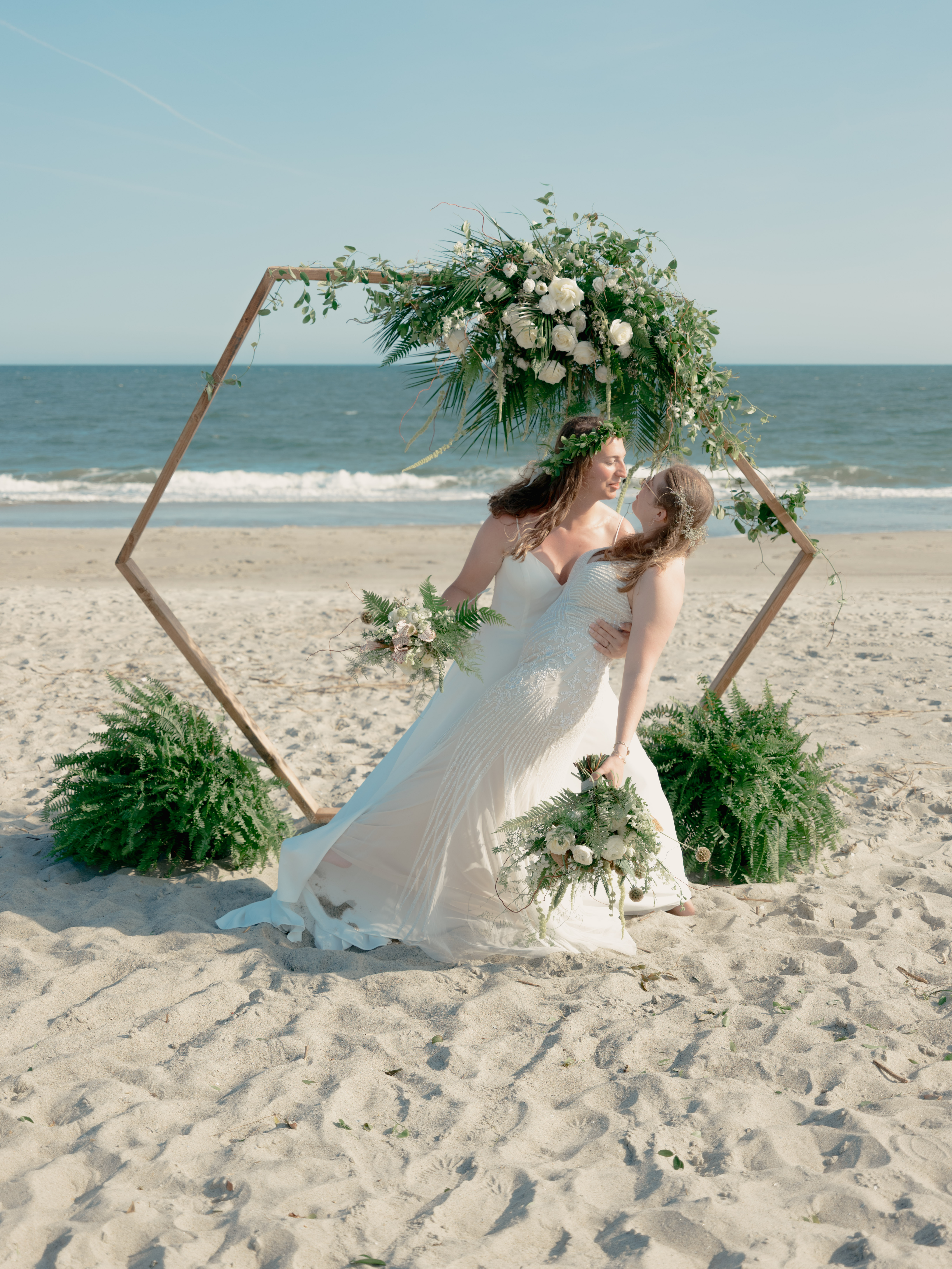 Golden hour couple portrait with intimate connection